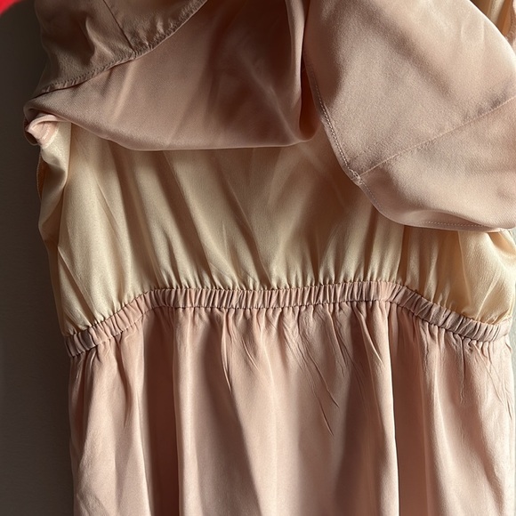 Lavender Brown 100% silk peach blush layered mini dress - Picture 6 of 8